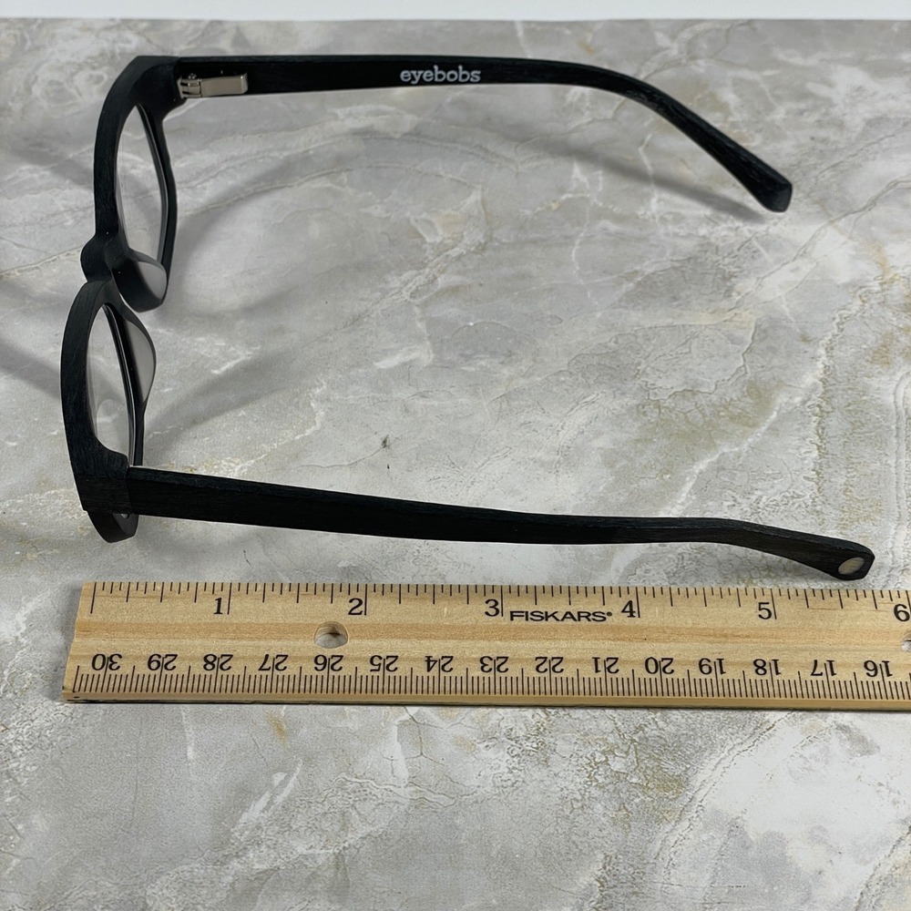 Eyebobs Biff Square Frames Glasses Black Wood Grain with Leather Slip Case - Picture 11 of 12
